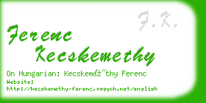 ferenc kecskemethy business card